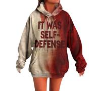 MEIbax Sweat à Capuche pour Femme ProblèMe RéSolu Sweatshirt Horreur Halloween Longues Veste avec Blood Hoodies Lettre ImpriméS Grande Taille Sweatshirt Festivals (g-Khaki, XXXXXL)