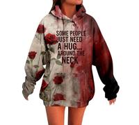 MEIbax Sweat à Capuche pour Femme ProblèMe RéSolu Sweatshirt Horreur Halloween Longues Veste avec Blood Hoodies Lettre ImpriméS Grande Taille Sweatshirt Festivals (e-Brick Red, XXXXXL)