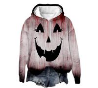 MEIbax Sweat à Capuche pour Femme ProblèMe RéSolu Sweatshirt Horreur Halloween Longues Veste avec Blood Hoodies Lettre ImpriméS Grande Taille Sweatshirt Festivals (a-Brick Red, XXL)