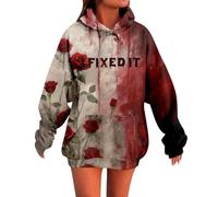 MEIbax Sweat à Capuche pour Femme ProblèMe RéSolu Sweatshirt Horreur Halloween Longues Veste avec Blood Hoodies Lettre ImpriméS Grande Taille Sweatshirt Festivals (e-Khaki, XXXXL)