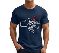 MEIbax T-Shirt Personnalisé Fête des Pères avec Prénom pour Papa Mari Cadeau Tee Shirt Personnalisable Chemise de Texte Personnalisation Tops à Manches Courtes (03-Navy, L)