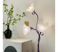 meibeileil Fleur Lampadaire Sur Pied Salon,DIY Arc Lampe Salon Avec 3-TêTes Fleurs,Moderne Col De Cygne Dimmable Liseuse Lampadaire,Dopamine DéCo Lampe Sur Pied pour Chambre,Bureau,H170Cm,Violet.