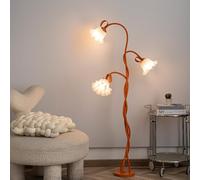 meibeileil Fleur Lampadaire Sur Pied Salon Spirale,DIY Arc Lampe Salon Avec 3-Fleurs,Vintage Col De Cygne Dimmable Liseuse Lampadaire,Dopamine DéCo Lampe Sur Pied pour Chambre,Bureau,H170Cm,Orange.