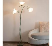 meibeileil Fleur Lampadaire Sur Pied Salon Spirale,DIY Arc Lampe Salon Avec 3-Fleurs,Vintage Col De Cygne Dimmable Liseuse Lampadaire,Dopamine DéCo Lampe Sur Pied pour Chambre,Bureau,H170Cm,Vert.