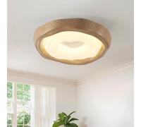 meibeileil Plafonnier Led Moderne,Luminaire Plafonnier Ronds à Impression De Grain De Bois,Plafonnier Chambre En MéTal + Pe,D42Cm, Lumière chaude Cuisine Chambre Lampe éClairage De Plafond Salon Jaune