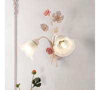 meibeileil Vintage Fleur Applique Murale en Verre,Lampe De Chevet Chambre Fleurs en Craquelé Déco Métal Base,applique en forme de fleur en Céramique pour Salon,Cuisine,Couloir,Chevet,Escaliers,2TêTes.