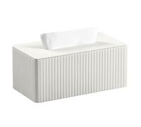 MEIBOOCH Housse de boîte à mouchoirs rectangulaire élégante en Cuir synthétique avec Fond magnétique pour Salle de Bain, Chambre à Coucher ou Bureau (Rayures Blanc)