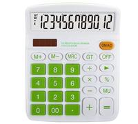 Meichoon Calculatrice de Bureau à énergie Solaire, Double Alimentation, Grand écran LCD à 12 Chiffres, Calculatrice financière, Grande Fonction Standard pour Bureau, Maison, école, KA08 Vert