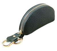 Meichoon Étui à clés en cuir avec fermeture éclair et porte-clés - Petite | Porte-clé 2 en 1 pour clés, pièces de monnaie et billets Fermeture éclair Cuir de vache de qualité supérieure pour homme et