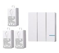 Meichoon IP54 étanche Télécommande du kit d’interrupteur d’éclairage sans fil Aucun câblage mural requis jusqu’à 100 pieds de portée programmable 1 commutateur à trois voies + 3 récepteurs