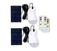 Meichoon Lot de 2 ampoules solaires avec télécommande portable LED pour extérieur, tente, poulailler, camping, randonnée, nuit, pêche d'urgence MY13