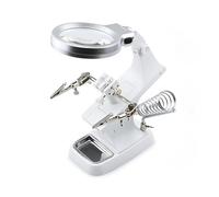 Meichoon Loupe de fer à souder électrique Grossissement 3X 4,5X Clip auxiliaire en métal Stabilité Angle de réglage 360 ° 10 lumières LED Éclairage haute lentille transparente blanche