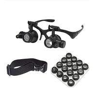 Meichoon Loupe Frontale LED 2,5X 4X 6X 8X 10X 15X 20X 25X 8 Lentilles Interchangeables avec Lumières pour Réparation De Montres De Bijoutier UC45