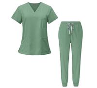 Meichoon Médico Ensemble Mono Col en V Haut à manches courtes avec 3 poches Pantalon slim à séchage rapide Plusieurs couleurs et tailles Unisexe DK05, vert, M