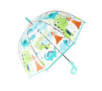 Meichoon Parapluie à long manche pour enfant Motif dinosaure 70 cm Dôme 8 baleines Coupe-vent Anti-chute Un bouton à ouvrir pour enfants de 3 à 8 ans Bleu