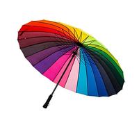 Meichoon Parapluie de mode pour la pluie, grand format avec 24 baleines, manche long droit - Anti-UV - Parapluie résistant au vent et à la pluie, Arc-en-ciel, 45 inches diameter, 33 inches closed