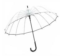 Meichoon Parapluie transparent pour mariage 16 baleines grande taille coupe-vent ouverture automatique transparent essentiels de voyage Noir - Lot de 1 Compacte