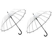 Meichoon Parapluie transparent pour mariage et pluie - 16 baleines en fibre de verre - Grande taille - Anti-vent - Ouverture automatique - Voir à travers - Indispensable pour le voyage - Pour femmes