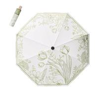 Meichoon Parapluie UPF50+ UV Protection - Parasol Portable Léger Imperméable à Double Couche - Conception Améliorée Anti-Vent - Style Rétro Fleur Classique Vintage pour Femmes, Voyage et Quotidien, a
