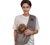 Meichoon Sac à bandoulière pour petit chien, sac à bandoulière en coton doux, couche d'air réglable, sangle rembourrée en éponge avec poche pour téléphone et clip de sécurité à l'intérieur, café