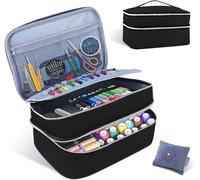 Meichoon Sac de rangement pour accessoires de couture, double couche, avec plusieurs poches et compartiments à l'intérieur, bien organisé, imperméable, protecteur, pratique, noir