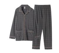 MeiDai Pyjamas for Hommes Grande Taille 3XL 4XL 5XL 6XL Grand Grand Cardigan à Carreaux Mode Homewear Gros Coton (Color : 1, Size : 5XL)