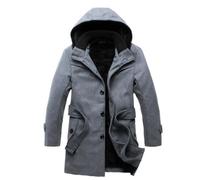 MeiDai Veste Longue Hombre Manteau Homme Manteau Noir Homme Automne Hiver Veste Homme épaississement Veste Chaude (Color : Gris, Size : Asia 3XL 76-80kg)
