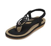 MeiDai Women PU Sandals Slip on 2.5CM Wedges High Heels Round Toe Shallow Back Strap Retro Comfortable Non-Slip Soft Bottom Sandals (Color : Noir, Size : 44 EU)