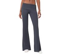Meideng Womens Y2k Flare Leggings Fold Over Yoga Pants Wide Leg Beach Pants Foldover Waist Bootcut Sweatpants Bell Bottoms(Dark Gray,Large)
