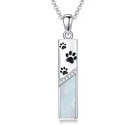 MEIDERBO Collier barre pour femme en argent sterling 925 avec pendentif papillon libellule arbre de vie empreinte de patte opale blanche bijoux cadeau pour anniversaire Noël