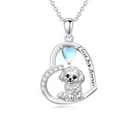 MEIDERBO Collier pour chien en argent sterling 925 avec pendentif teckel/corgi/pitbull/carlin/schnauzer/chihuahua mignon animal chiot cadeau pour femme, 0.76*0.82 inch, Argent sterling, Pas de pierre