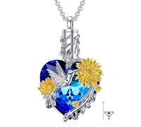 MEIDERBO Collier urne pour cendres en argent sterling 925 avec pendentif en forme de colibri/papillon/vache des Highlands/musique/éléphant/libellule/ailes d'ange avec outil de remplissage, Argent