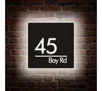 MEIEG Acrylique Personnalisé Rétro-éclairé LED Signe De Maison, Plaque De Portes Éclairées avec Numéro Et Adresse, Personnalisé Rue Nom De Maison Signe Plaques 11,8 X 11,8 Pouces