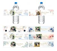 MEIEG Étiquettes Pour Bouteilles D'eau De Mariage Avec Photo/texte Personnalisés, Emballages Pour Bouteilles De Remerciement, Autocollants Personnalisés Pour Bouteilles Pour Mariage/anniversaire(100pc