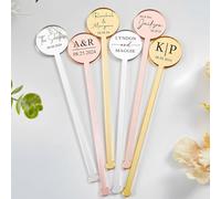 MEIEG Lot de 20 Agitateurs À Cocktail Personnalisés avec Nom Gravé, for Restaurant, Bar, Fête, Étiquettes en Acrylique À Faire Soi-même, Décoration De Table