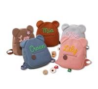 MEIEG Sac À Dos Personnalisé Avec Nom Brodé, Sac À Dos Mignon À Oreilles D'ours Pour Enfants, Cadeau Personnalisé Pour Un Anniversaire D'enfant, Cartable Pour Écolier