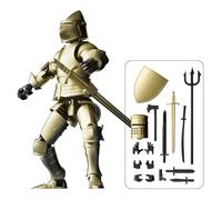 MEIEST Armure de chevalier - Figurine d'action - Robot mobile multiarticulé - Mannequin de vitrine T13 - Plusieurs accessoires - Décoration de table - Cadeaux créatifs (doré)
