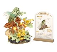 MEIEST Ensemble de blocs de construction de fleurs d'insectes,Jouet coloré de brique de construction avec une carte de divulgation scientifique,Décoration créative pour la maison (Cicada)