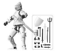 MEIEST Figurine de chevalier en armure, robot articulé multi-joints T13, multiples accessoires, décoration de bureau, cadeaux créatifs (blanc)