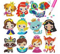MEIEST Kit d'autocollants de peinture diamant 5D à faire soi-même pour enfants, animaux et mosaïques,Cadeau créatif fait à la main (princesses)