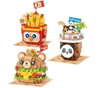 MEIEST Lot de 3 blocs de construction alimentaire, collection de desserts mignons, briques de construction de particules, décoration d'intérieur (Cute Fast Food)