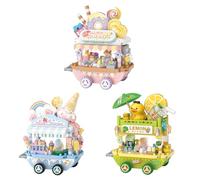 MEIEST Lot de 3 blocs de construction de camion alimentaire, Street View Collection Particules Construction Brique Jouet Décoration d'intérieur