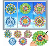 MEIEST Lot de 6 kits de peinture diamant pour attrape-soleil, mandala art vitrail, peinture mosaïque par numéros, film de fenêtre, autocollants statiques 3D, fournitures d'art (1)