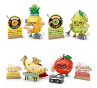 MEIEST Lot de mini blocs de construction pour fête aux fruits, collection de briques mignons, jouets de construction, style hip-hop, décoration d'intérieur (4 en 1)