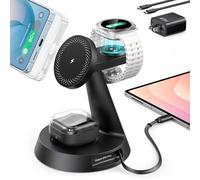 Meifigno Chargeur magnétique 4 en 1 pour Samsung avec câble de charge rapide extensible de 20 W, station de charge sans fil compatible avec support de charge MagSafe pour Galaxy S26 Ultra, Z Fold7