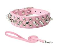 MEIFULLE Collier pour Chien en PU avec Rivets à Pointes, Colliers Anti-morsures réglables pour Chiens de Petite, Moyenne et Grande Taille, Bull Terrier, Doberman Pinscher