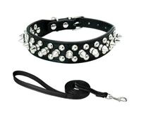 MEIFULLE Collier pour Chien en PU avec Rivets à Pointes, Colliers Anti-morsures réglables pour Chiens de Petite, Moyenne et Grande Taille, Bull Terrier, Doberman Pinscher