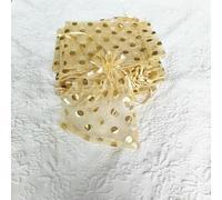 MEIFULLE Lot de 25/50/100 sachets Cadeaux en Organza 10 x 15 cm, Couleur Or, Motif à Pointe Ronde, Pochettes à Bijoux, Sacs d'emballage de Bonbons pour fête de Mariage, Sac de Rangement Cadeau