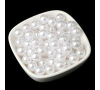MEIFULLE Perles Rondes en Acrylique Blanches de 4 à 20 mm en Plastique ABS, Perles d'imitation en Vrac pour Bracelet et Collier, Perles de Couture de 4 à 20 mm