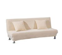 Meigeh Housse clic clac 2 Places Housse de canapé sans accoudoirs Extensible imprimé Housse canapé sans Bras Housse de canapé-lit Pliante élastique Couleur crème, sans Housse de Coussin